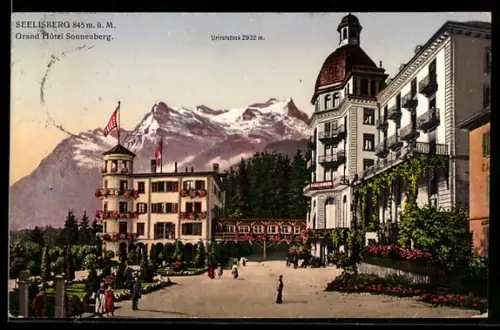 AK Seelisberg, Grand Hôtel Sonnenberg mit Blick zum Urirotstock