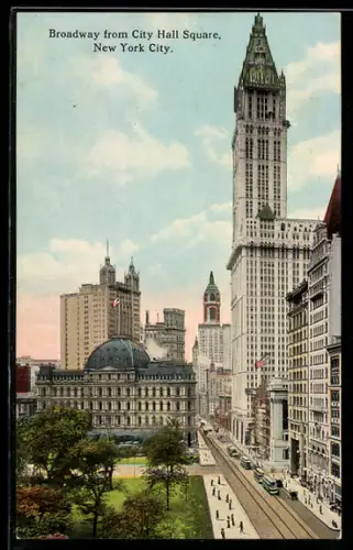 AK New York, NY, Broadway from City Hall Square