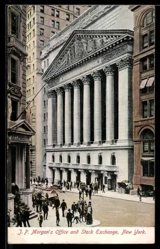 AK New York, NY, J. P. Morgan`s Office and Stock Exchange
