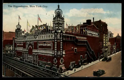 AK New York, NY, View of the Hippodrome, 6th Avenue between 43rd and 44th Streets