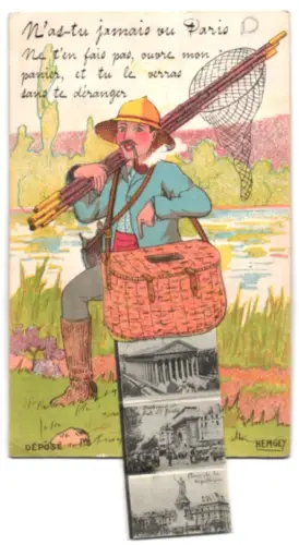 Leporello-AK Paris, Le Trocadero, Eglise de la Madeleine, La tour Eiffel, Place de la Republique