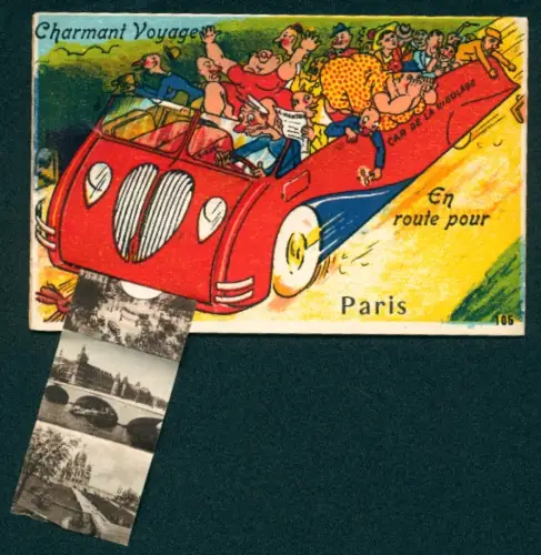 Leporello-AK Paris, Eiffelturm, Triumphbogen, Seine-Brücke, Platz der Republik