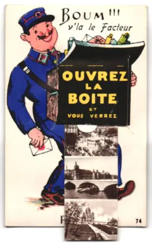 Leporello-AK Paris, Eiffelturm, Triumphbogen, Seine-Brücke, Platz der Republik