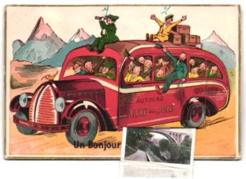 Leporello-AK Luxembourg, Panorama der Stadt, Viadukt, Soldatenfriedhof, Kirche, Denkmal