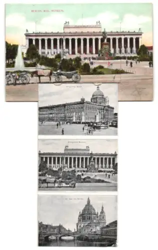 Leporello-AK Berlin, Kaiser Wilhelm I. Denkmal, Königliches Schloss und Brandenburger Tor