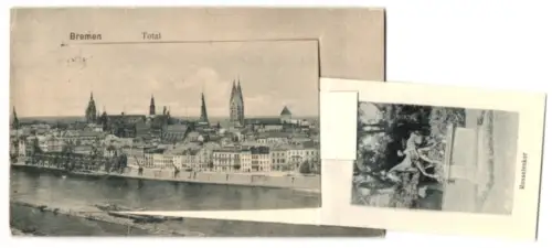 Leporello-AK Bremen, Dom, Partie in der Gustav Adolf-Strasse und Rosselenker Statue