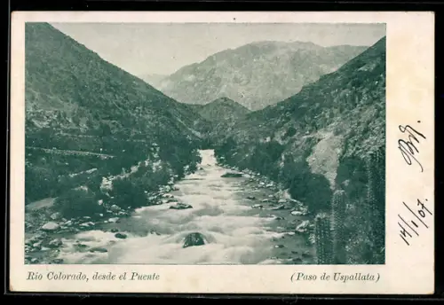AK Paso de Uspallata, Rio Colorado, desde el Puente