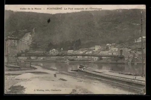 AK Monthermé /Vallée de la Meuse, Le Pont suspendu et l`Enveloppe