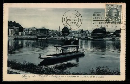 AK Namur, Passage d`eau, Confluent de la Sambre et de la Meuse