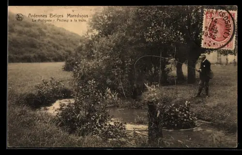 AK Maredsous /Ardennes Belges, La Molignée, Pêcheur à la truite