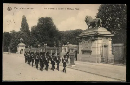 AK Bruxelles-Laeken, Les Grenadiers devant le Château Royal