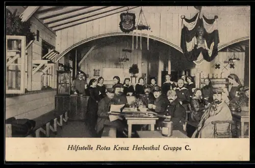 AK Herbesthal, Hilfsstelle Rotes Kreuz Herbesthal, Gruppe C, 1916
