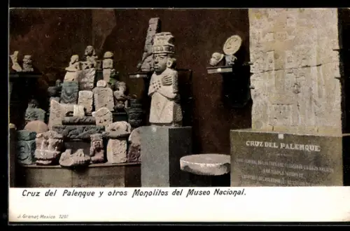 AK Mexiko, Cruz del Palenque y otros Monolitos del Museo Nacional