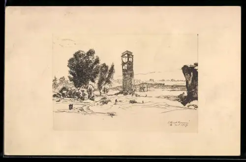 Künstler-AK Tizapan San Angel, Lavabruch