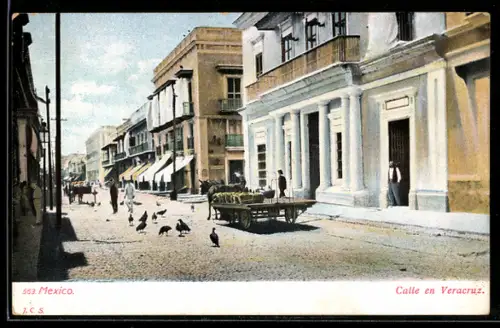 AK Veracruz, Calle, Strassenpartie mit Pferdegespann