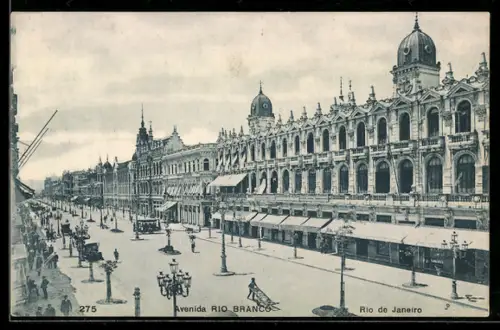 AK Rio de Janeiro, Avenia Rio Branco, Strassenbahn
