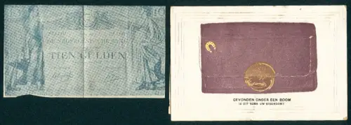 AK Banknote Niederlande Zehn Gulden, Umschlag mit gefaltetem Geldschein