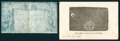 AK Banknote Niederlande Zehn Gulden, Umschlag mit gefaltetem Geldschein