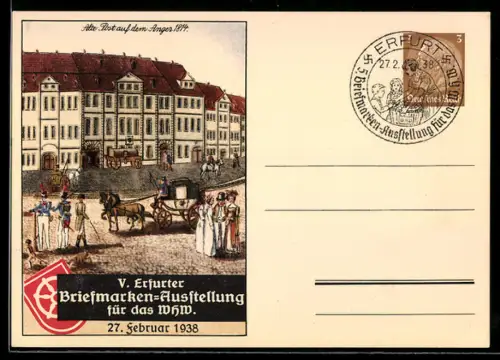 AK Erfurt, V. Briefmarken-Ausstellung1938 für das WHW, Winterhilfswerk, Alte Post 1814, Ganzsache