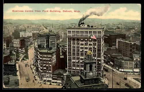 AK Detroit, MI, Business Centre from Ford Building, Strassenbahn