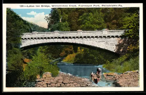 AK Philadelphia, PA, Lotus Inn Bridge, Wissahickon Creek, Fairmount Park