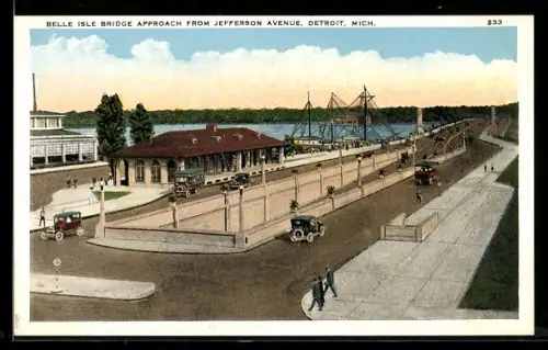 AK Detroit, MI, Belle Isle Bridge Approach from Jefferson Avenue