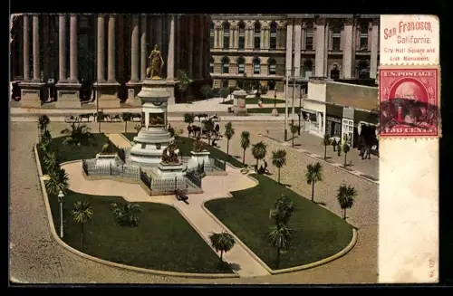 AK San Francisco, CA, City Hall Square and Lick Monument