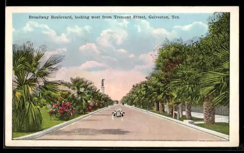 AK Galveston, TX, Broadway Boulevard, looking west from Tremont Street