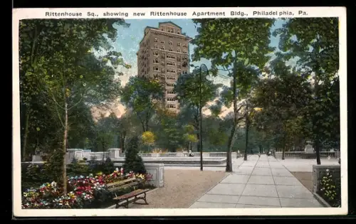 AK Philadelphia, PA, Rittenhouse Sq., showing New Rittenhouse Apartment Building