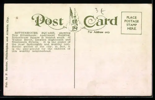 AK Philadelphia, PA, Rittenhouse Sq., showing New Rittenhouse Apartment Building