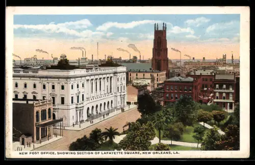 AK New Orleans, LA, New Post Office, showing section of Lafayette Square