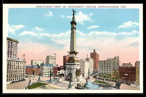 AK Indianapolis, IN, Bird`s-Eye view of Monument Circle