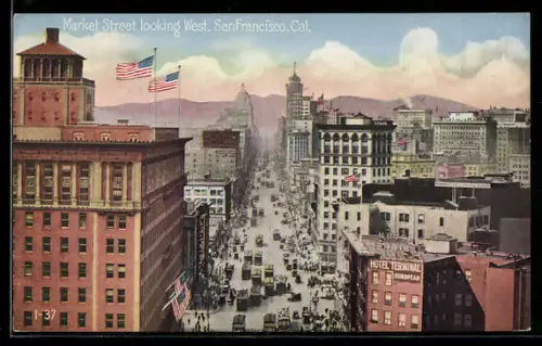 AK San Francisco, CA, Market Street, looking west