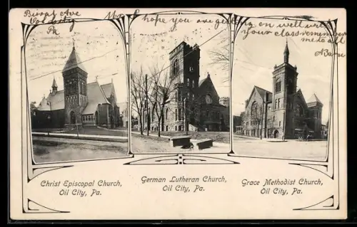 AK Oil City, PA, Christ Episcopal Church, German Lutheran Church, Grace Methodist Church