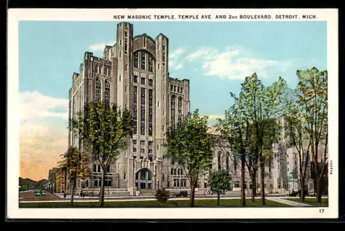 AK Detroit, MI, New Masonic Temple, Temple Ave. and 2nd Boulevard