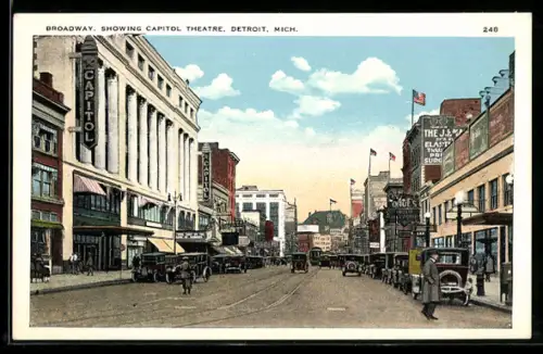 AK Detroit, MI, Broadway, Showing Capitol Theatre