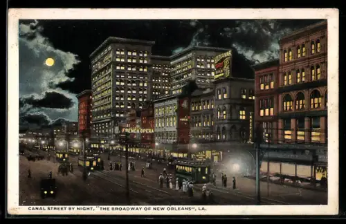 AK New Orleans, LA, Canal Street by Night