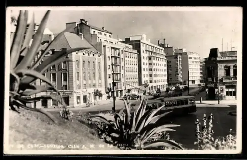 AK Santiago, Calle J. M. de la Barra, Strassenbahn