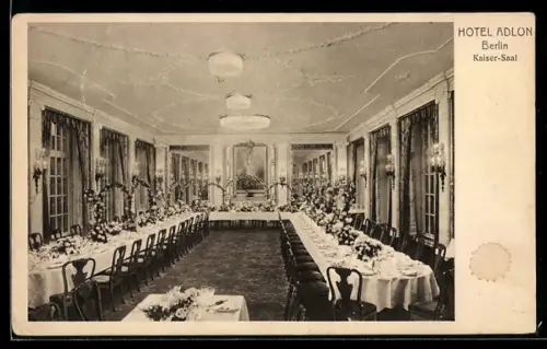 AK Berlin, Hotel Adlon, Blick in den Kaiser-Saal