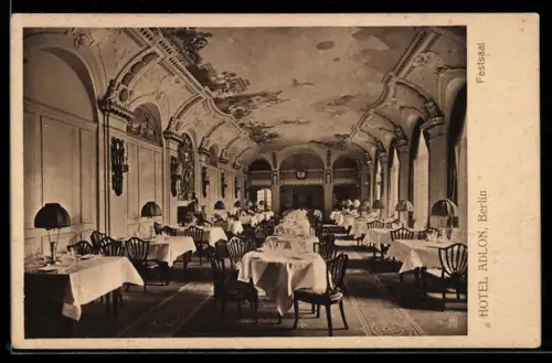 AK Berlin, Hotel Adlon, Festsaal mit Deckengemälde
