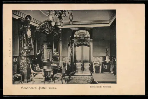 AK Berlin, Continental Hotel, Rembrandt Zimmer, Neustädtische Kirchstrasse