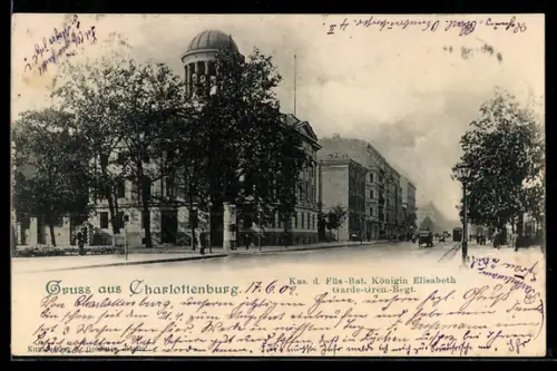 AK Berlin-Charlottenburg, Kaserne des Füsilier-Bataillons Königin Elisabeth Garde-Grenadier-Regiment