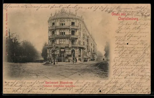 AK Berlin-Charlottenburg, Restaurant Hippodrom, Inhaber Gebrüder Schröder