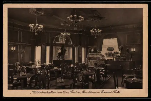 AK Berlin-Charlottenburg, Wilhelmshallen am Zoo, Konditorei u. Konzert-Cafe