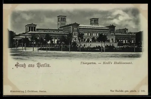 Mondschein-AK Berlin-Tiergarten, Kroll`s Etablissement
