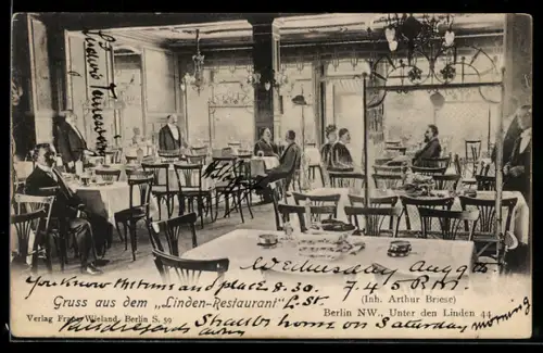 AK Berlin, Linden-Restaurant, Innenansicht, Unter den Linden 44