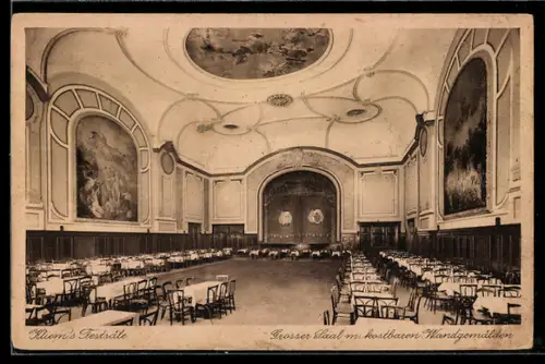 AK Berlin, Kliem`s Festsäle, Hasenheide 13/15, Grosser Saal mit kostbaren Wandgemälden