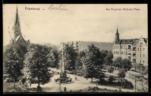 AK Berlin-Friedenau, Brunnen am Friedrich Wilhelm-Platz