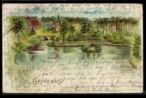 Lithographie Berlin-Grunewald, Hertha-See