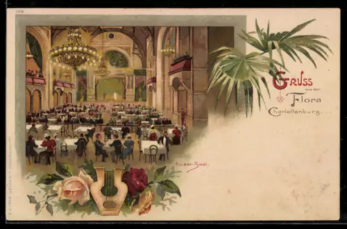 Lithographie Berlin-Charlottenburg, Restaurant Flora, Kaiser-Saal